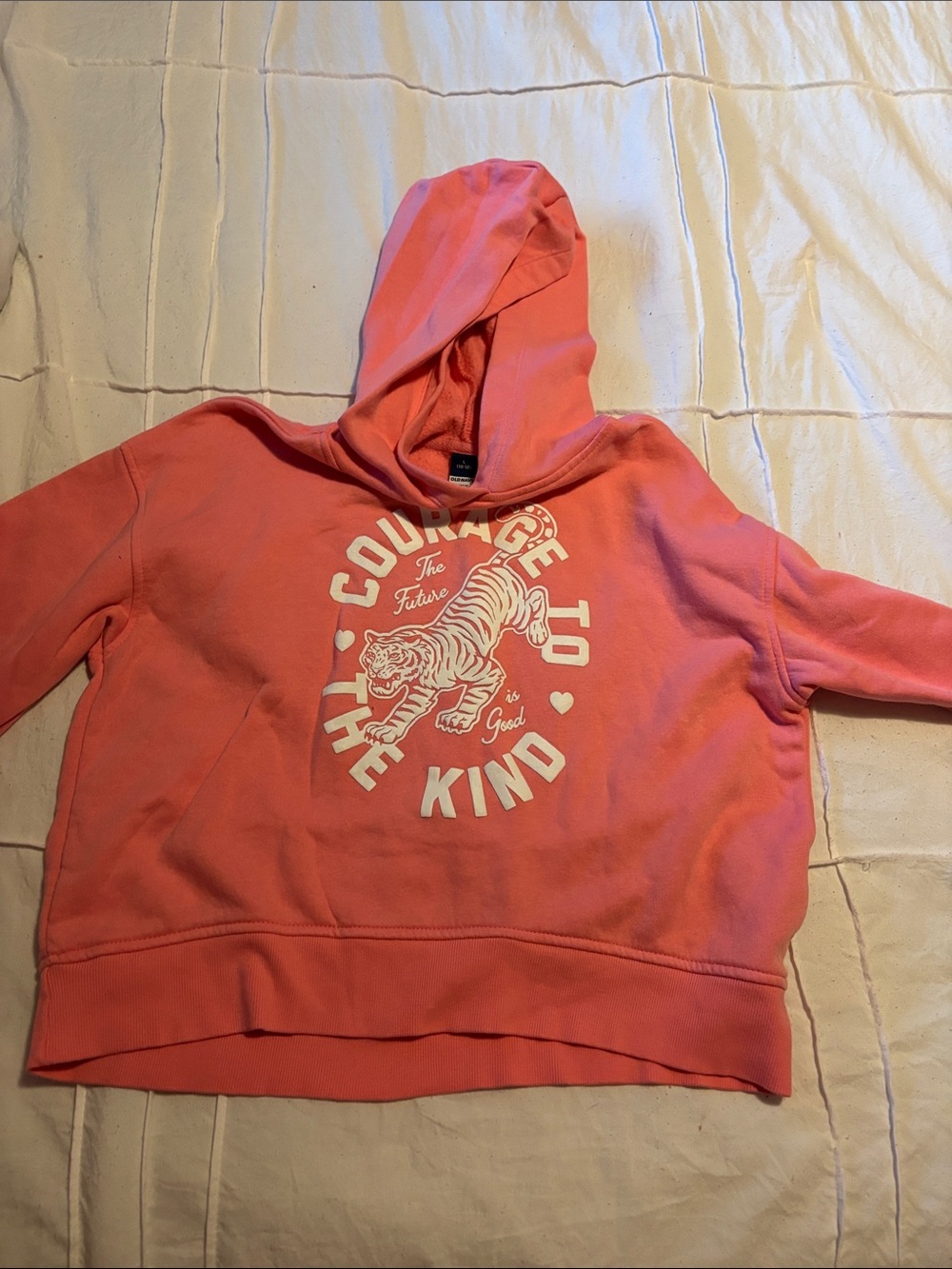 Old Navy Coral Hooded Sweatshirt with White Tiger Graphic